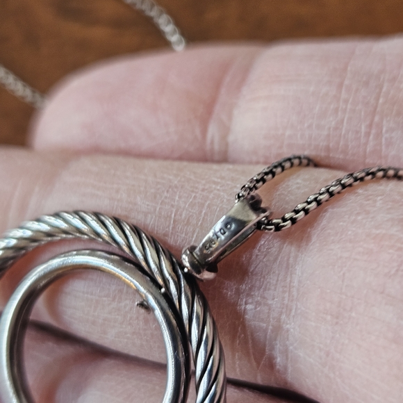 DAVID YURMAN DOUBLE CIRCLE INFINITY PENDANT CHAIN NECKLACE 925 SILVER - Picture 4 of 7